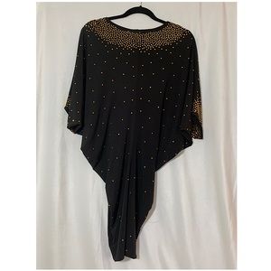 Gold gems on Black Dress